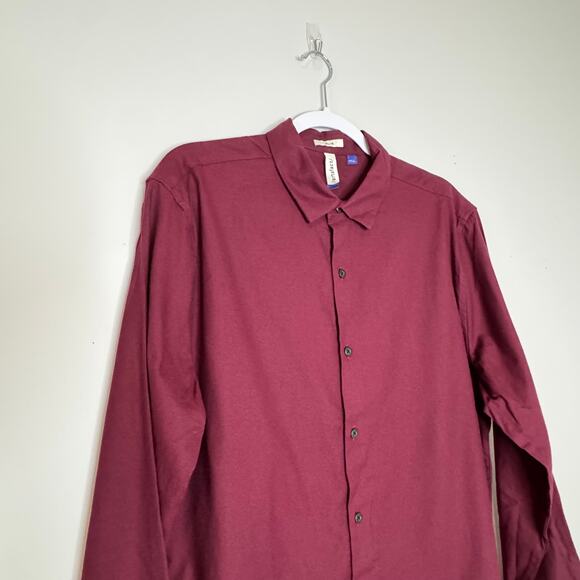 Artefact Burgundy Long Sleeve Button Up Shirt Men Slim Fit NWT Size Large - Picture 3 of 10